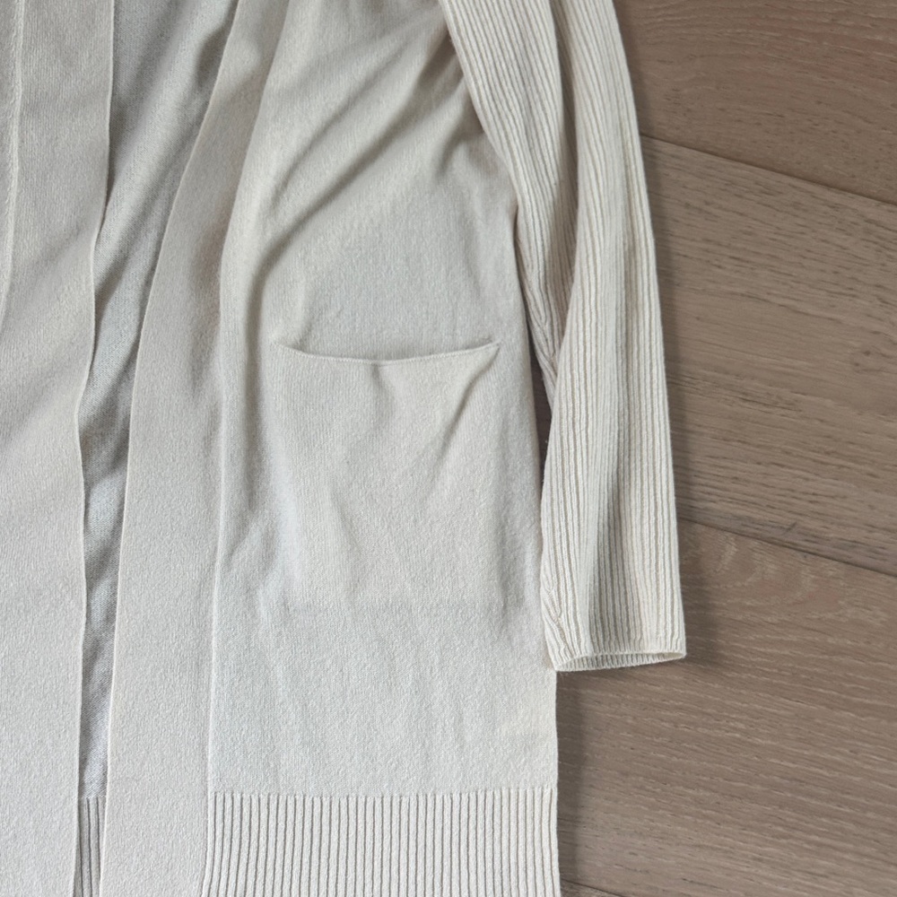 Cashmere Theory Ivory Open-Front Long Knit Cardigan - Picture 4 of 11